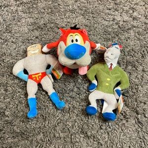 Bundle of 3 Ren and Stimpy stuffed plush dolls NWT